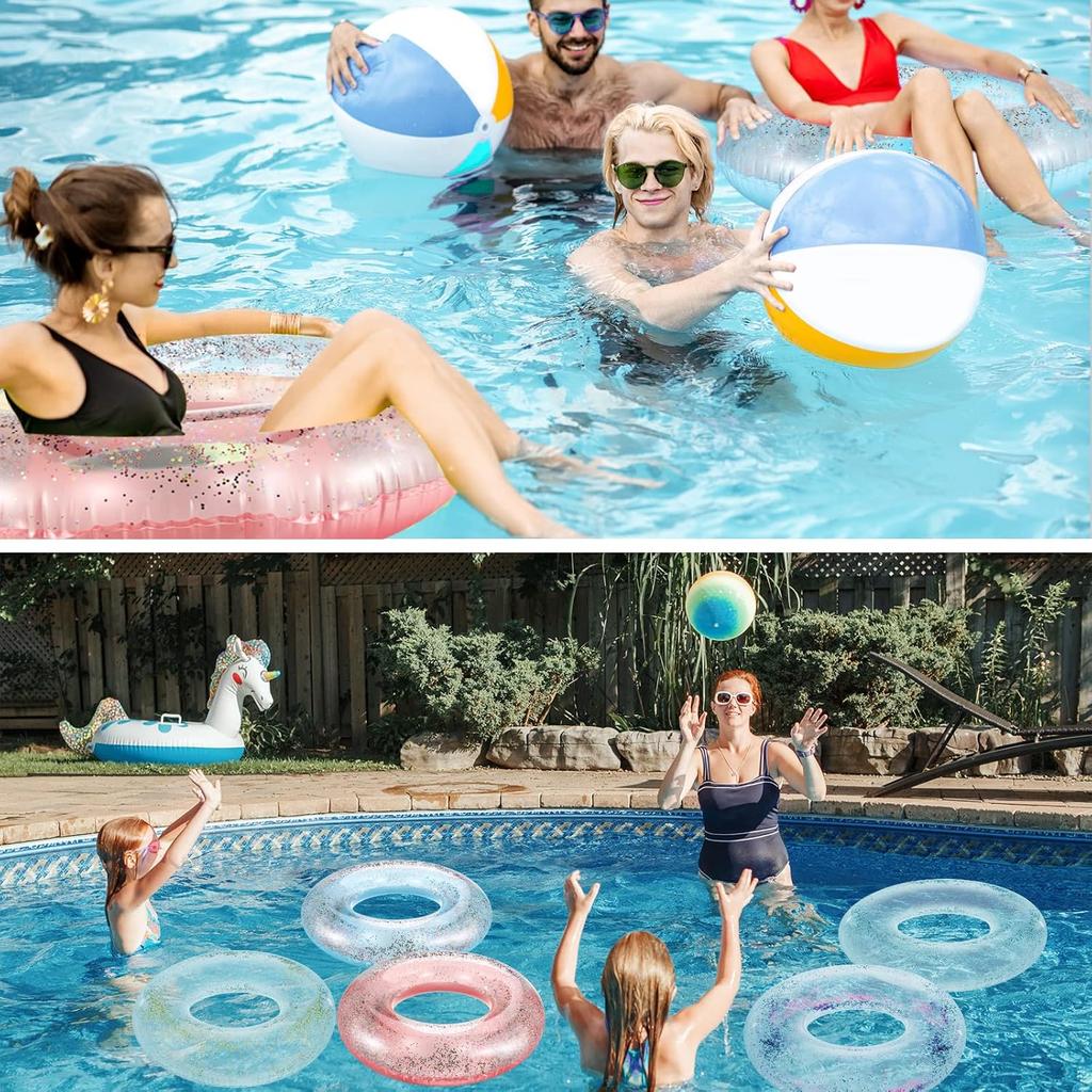 Inflatable Pool Float Tube Transparent Swimming Ring with Colorful Glitters Pool Floats Adults Inflatable Transparent Inflatable Inner Tube for