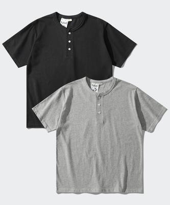 PERSTEP [2Pack] Stable Henley Neck Short Sleeve T-Shirts (5 Types) Sjst4775