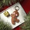 Plush Padded PU Leather Gingerbreads Man Keychain Lovely Designs Soft Materials Sturdy Hook for Keys