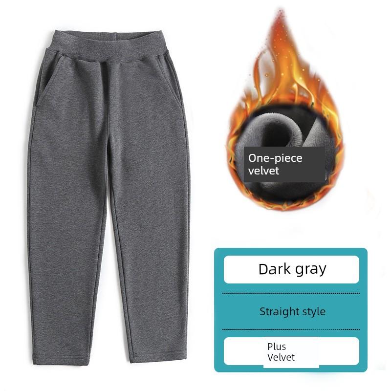 Sweatpants Dark Blue and Dark Gray Straight-leg Kids School Uniform Pants
