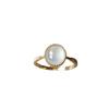 Natural Ice Chalcedony White Round Rings for Women Simple and Fashionable with Adjustable Opening Ring Party Jewelry Gifts