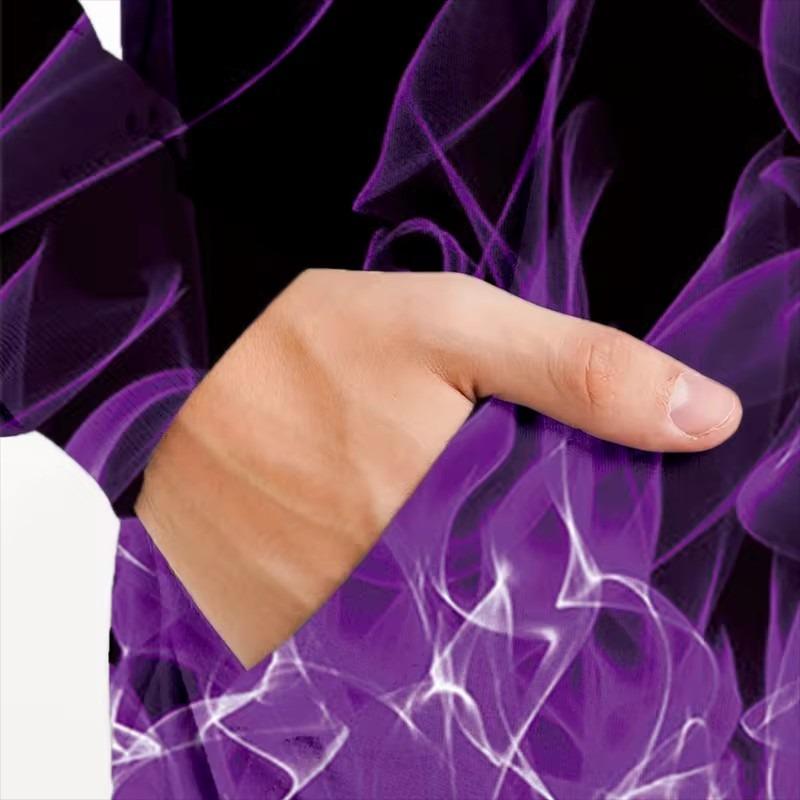 Fashion Autumn and Winter 3D Flame Men's Hoodie Hooded Sweatshirt Pullover Cross Printed Large Size Sweater