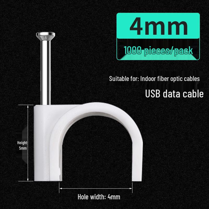 Steel Nail Round Plastic Cable Clip for Wire Management and Network Organization