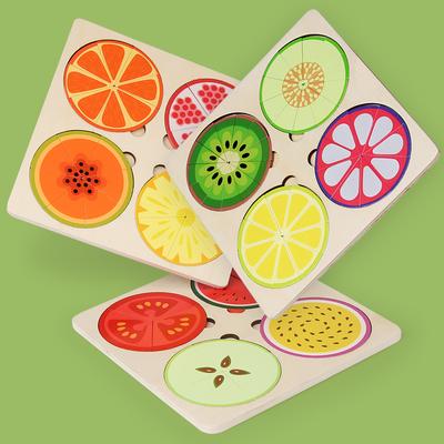 Fruit Fraction Board Math Teaching Tool Round Shape Instrument Kids Montessori Early Educational Math Development Toy Gifts