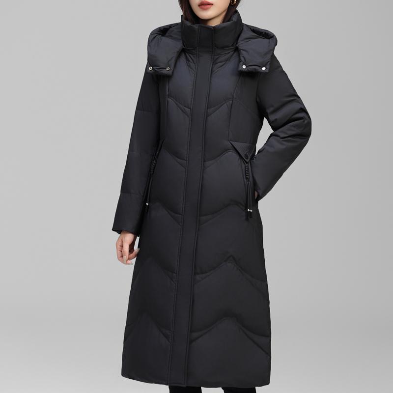 Winter Long Down Coats for Women Vintage Parkas Hooded 2026 Elegant Thick Warm Down Jackets Woman Outerwears