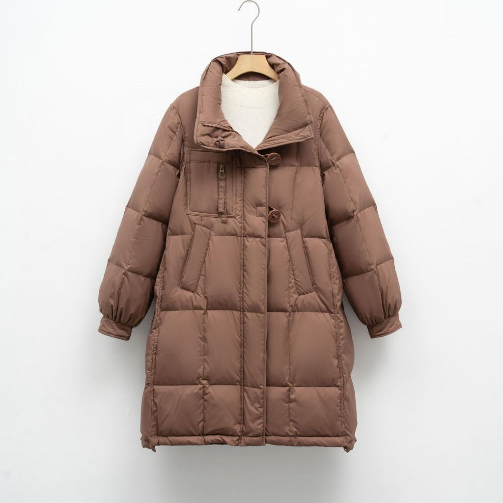 Solid color Korean hooded down jacket women's loose new winter long thickened coat tide