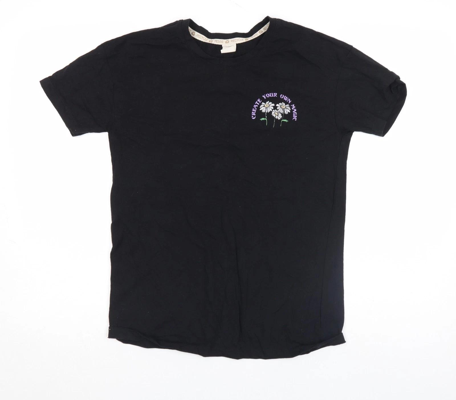 Recycle Women s Black Graphic Cotton T-Shirt Size S 3XL