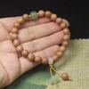 8mm Red Cypress Wood Bracelet with Green Lotus Pendant Women Jewelry