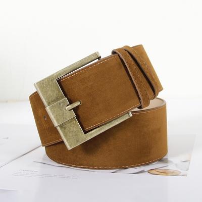 Trendy Pin Buckle Suede Leather Belt Wide Versatile Women Waist Belt Vintage Luxury Design Retro Waistband Jeans Decoration
