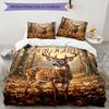3PC Custom Name Autumn Deer Art Bedding Set Duvet Cover Closure Includes 1 Duvet Cover & 2 Pillowcases for Bedroom
