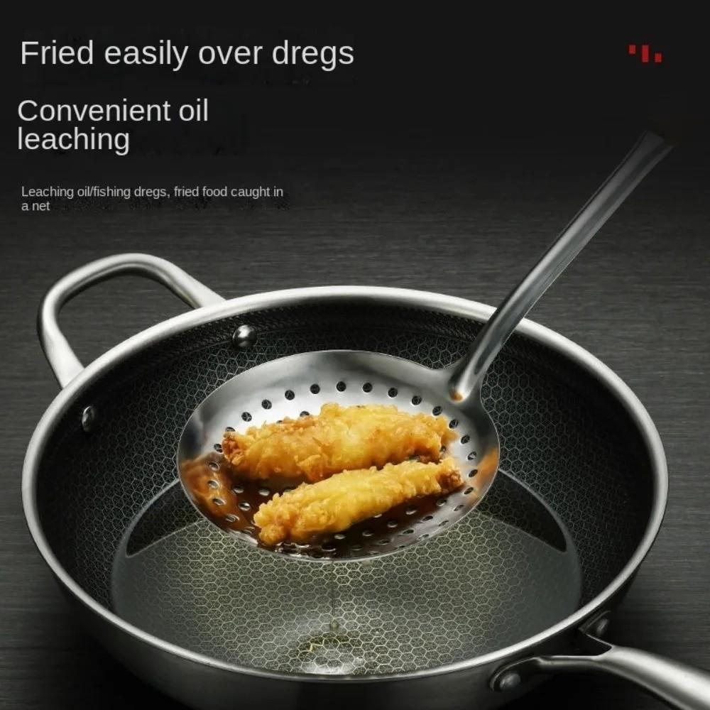 Anti-scald Filter Spoon Long Handle Oil Skimmer Scoop Flour Noodle Dumplings Sieve  Oil Skimming