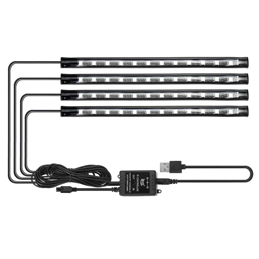 Remote Control 48 LED Atmosphere Lamp LED Strips Car Decorative Lights Foot Ambient RGB Lamp Smart  Interior Light