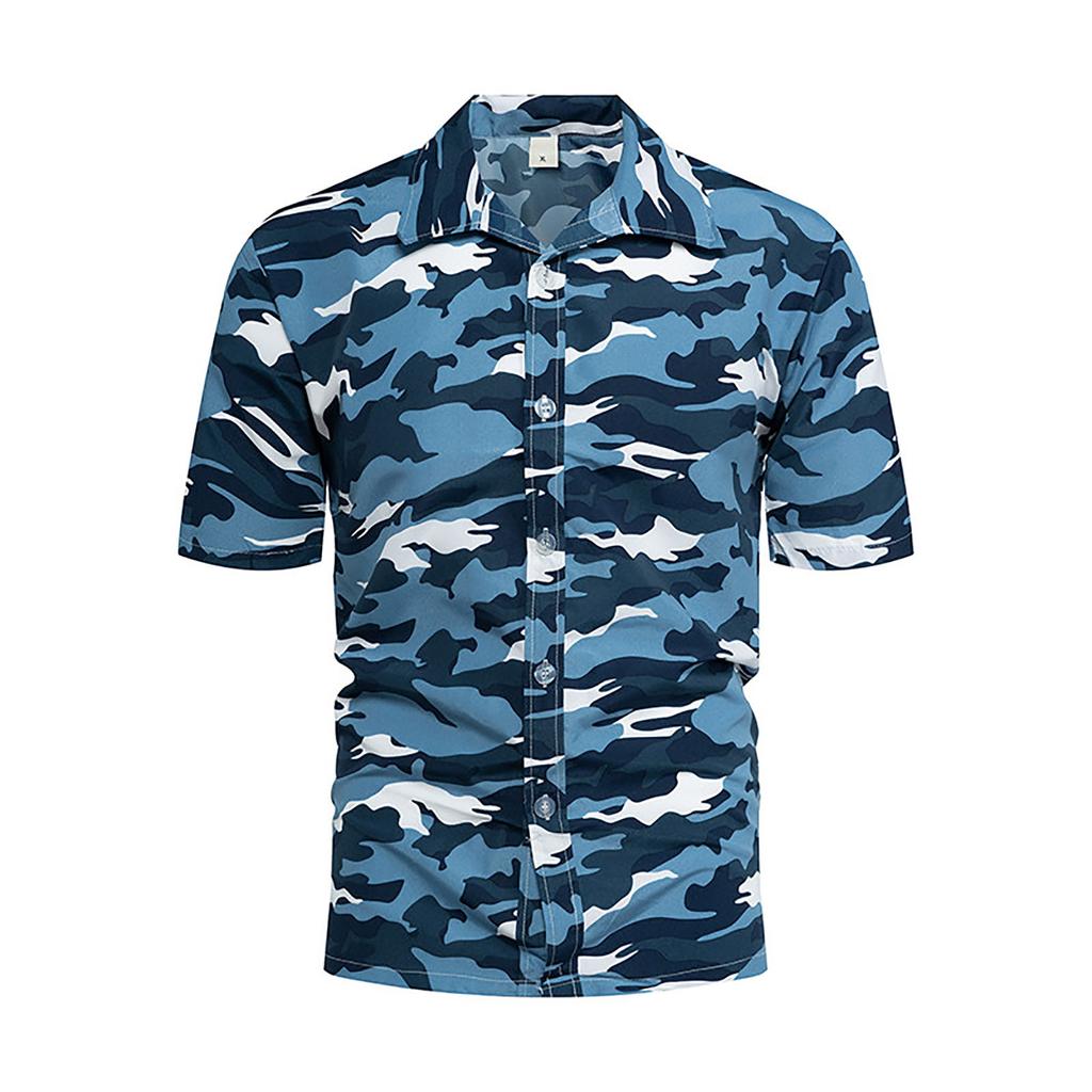 Chemises hawaïennes florales pour hommes Chemises de plage boutonnées à manches courtes