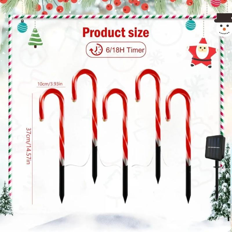 Outdoor Christmas Pathway Lights Candy Cane with Stakes for Yard Lawn Garden Decorations Holiday New Year Festival Decor