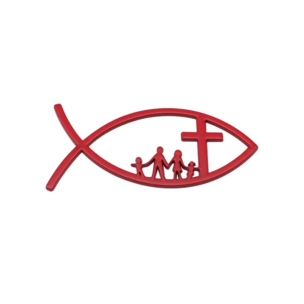 Christian Cross Fish Emblem Sticker 3D Car Jesus Fish Decal Sticker for Car Window Bumper Automotive Jesus Fish Badge