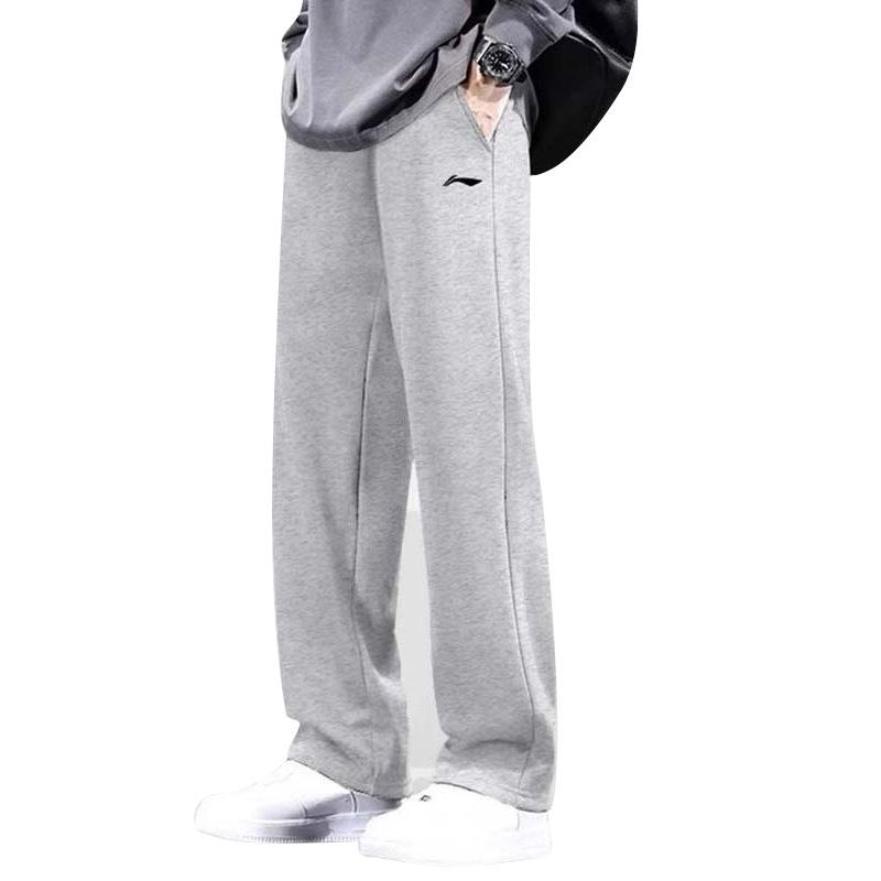 Li Ning Logo Atmungsaktiv Bequem Student Vielseitig Lässig Schnürung Gerades Bein Sporthose Unisex Hose AWDU24-1
