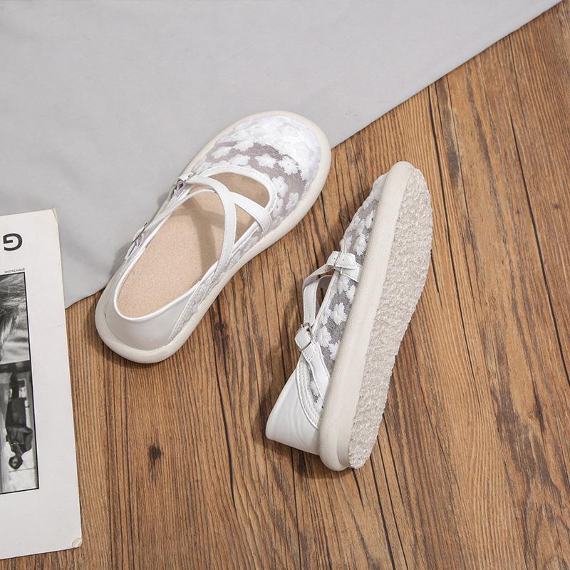 Fashion Women's Single Shoes Summer 2025 New Thick Sole Mesh Embroidered Lace Cloth Shoes Casual Comfortable Breathable Sports Shoes
