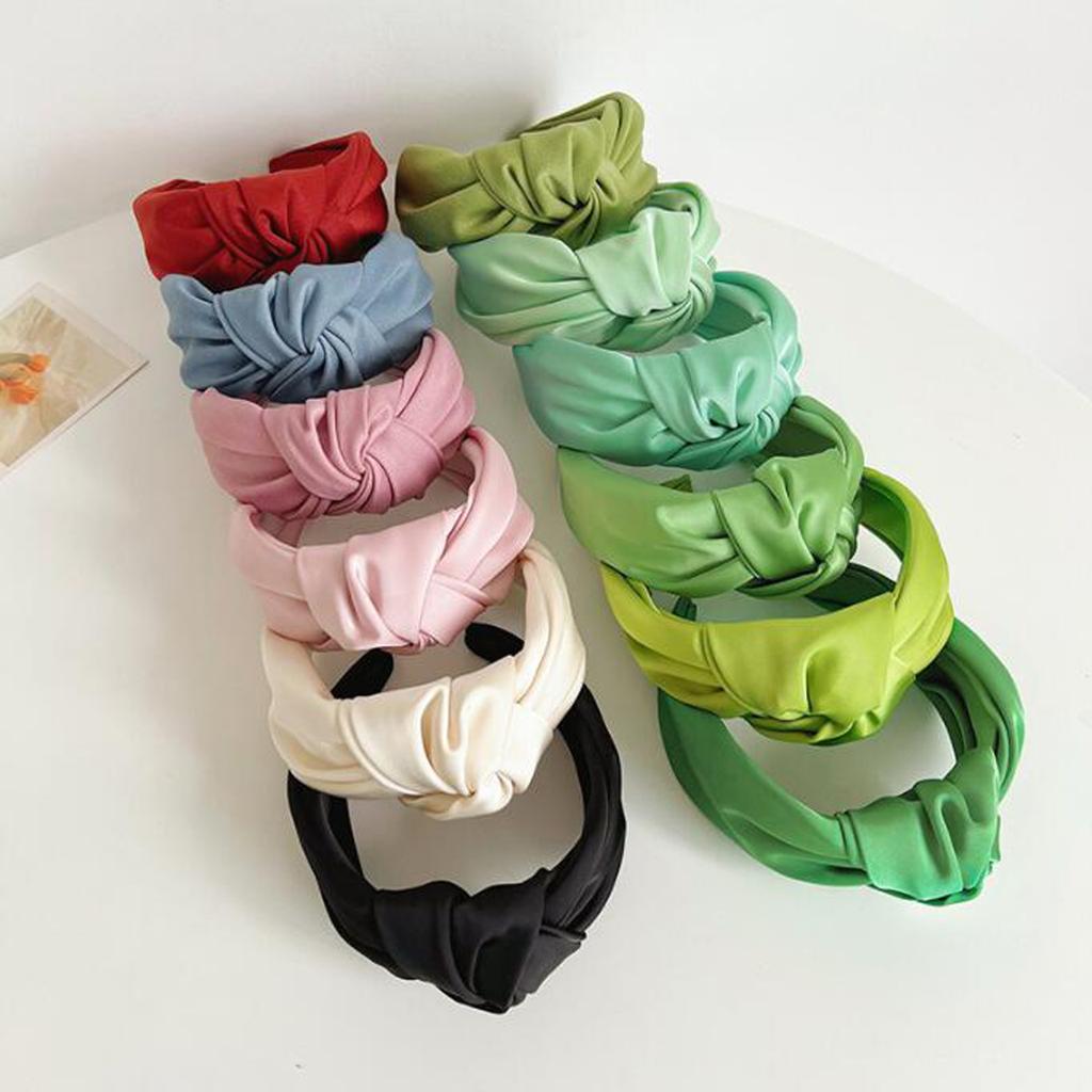 PROLY New Fashion Women Headband Adult Wide Side Solid Color Hairband Center Knot Turban Casual Hair Accessories