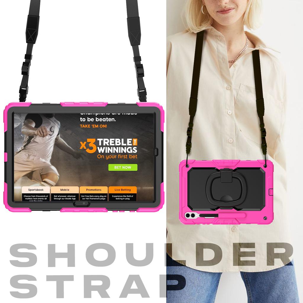 Rotating Stand Case Universal For Samsung Galaxy Tab S10 S9 FE Plus 12.4 Inch SM-X820 X826 X610 X616 X810 X816 Heavy Duty Cover