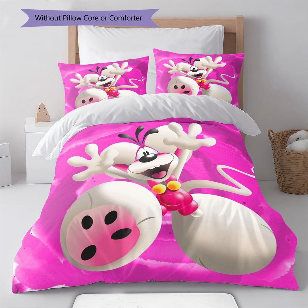 Diddl Pattern Bedding,Quilt Set Quilt Cover Pillowcase Home Birthday Gift (1 * Duvet Cover + 2 * Pillowcase, Without Core)