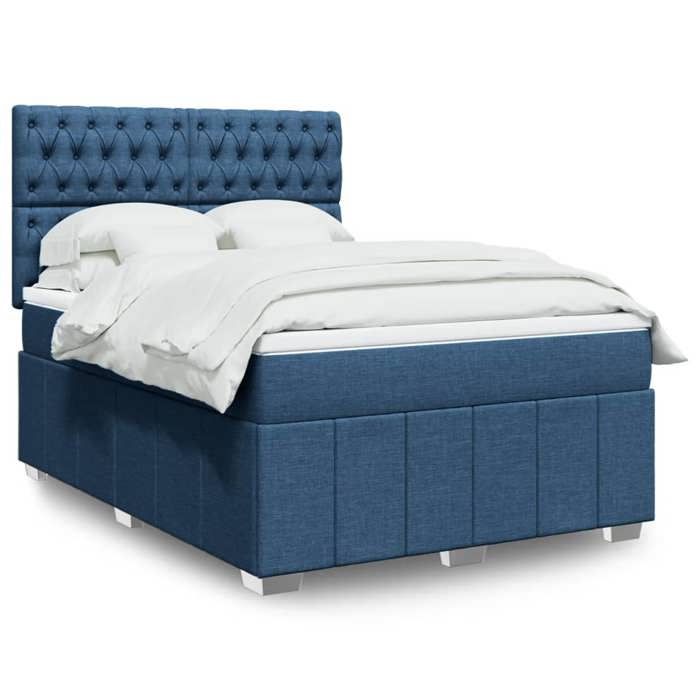 VidaXL Sommier à lattes de lit avec matelas Bleu 160x200 cm Tissu 3291732