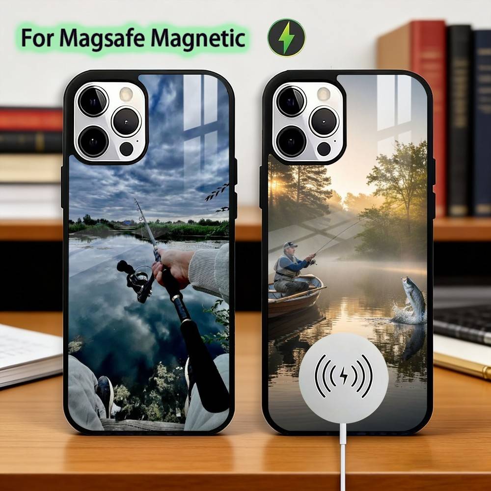 Carp Fish Fishing R-Rod Phone Case For iPhone17,16,15,14,13,12,11 Plus,Pro Magnetic For Magsafe Wireless Charging