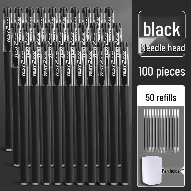 500 Neutral Exam Pens: Student 0.5mm Black Carbon Water-based Sign Pens with Refills