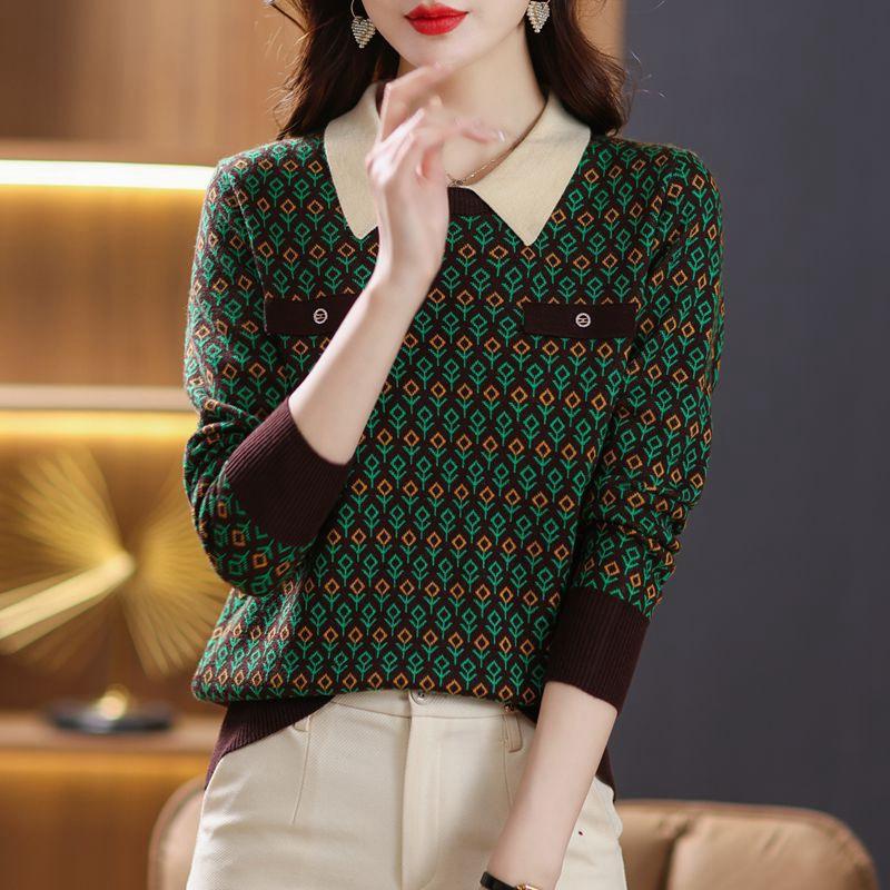 

DAFIFY Женские модные повседневные осенне-зимние свитера с длинными рукавами и воротником-поло One Size кофейный