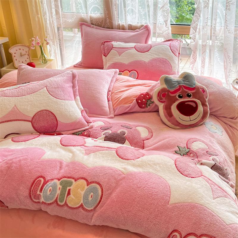 Cozy Winter Flannel Bedding Set: Warm Velvet Duvet Cover, Bed Sheet, and Pillowcases for Dorms