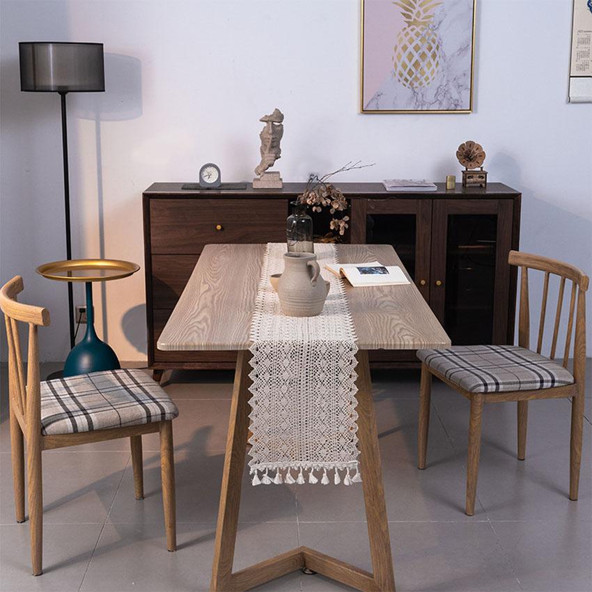 

Дорожка для стола в стиле ретро с кружевными полосками, льняной коврик для стола с кисточками, подставка для столовых приборов, домашний декор, отель, свадьба, ресторан, коврик 25x140cm