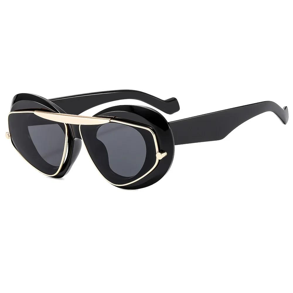 

Women Men Y2K Hip Hop Sun Glasses NEW Punk Oval Sunglasses UV400 Unisex Shades Eyewear Vintage Luxury Brand Square Sunglass H чорний
