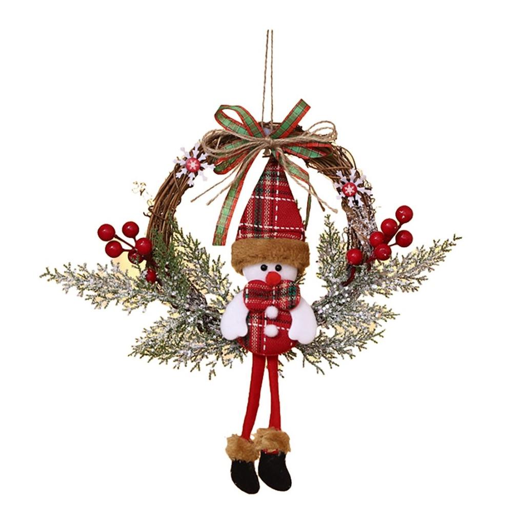 Premium-4X Artificial Christmas Wreath For Front Door Wall Window Farmhouse Home Decoration, Snowman(Small)