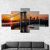 Williamsburg Bridge Brooklyn New York Sunset View 5 Piece Five Panel Wall Canvas Print Modern Art Poster Picture Home Decor Gift For Him Her