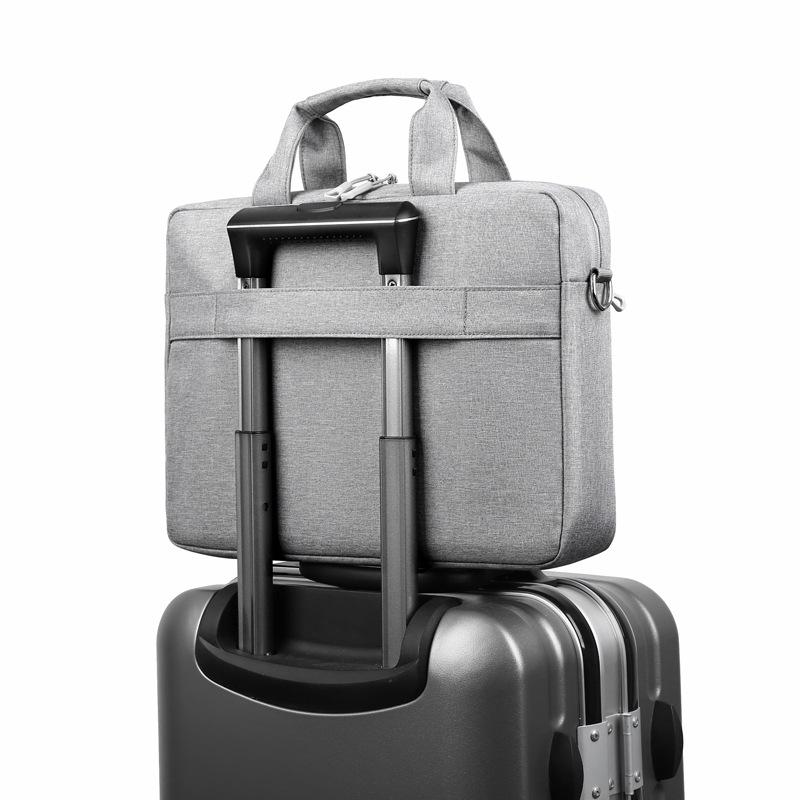 Laptop Bag Carrying Case Briefcase Waterproof Oxford Cloth Large Capacity for Work Office Grey 14in