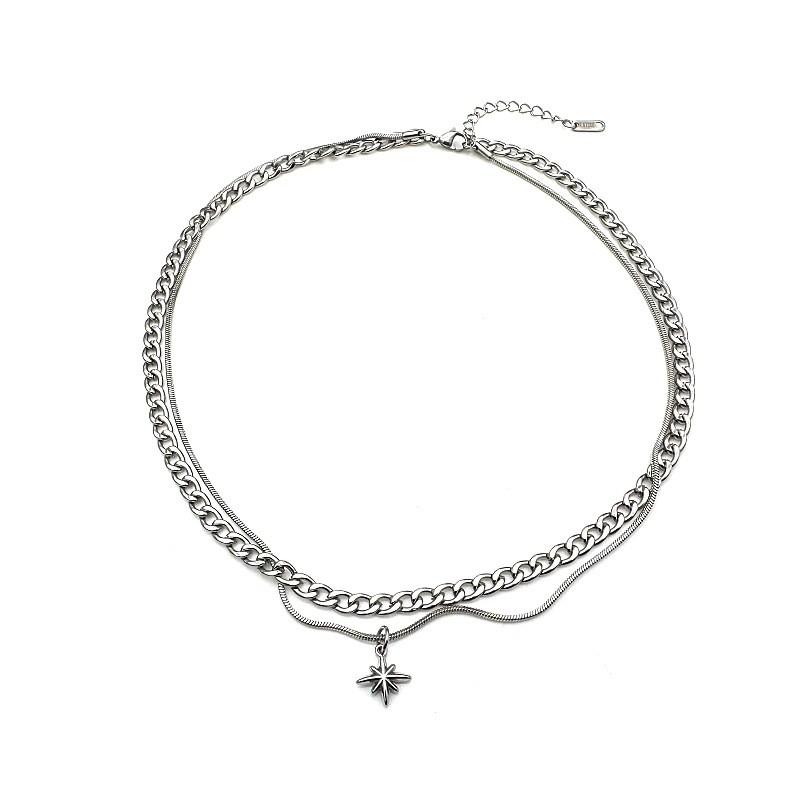 Titanium Steel Multilayer Star Pendant Necklace For Men And Women With Stylish Design