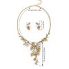 3pcs Bohemian-Inspired Zircon Set Euro-Art Retro Branch Necklace Earrings Accented Adjustable Zircon for Bridal