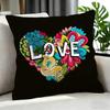 CColorful Heart Floral Love Text Cushion Cover Cushion Cover Set Pcs x x x Pillowcase Decorative Sofa Home Decor