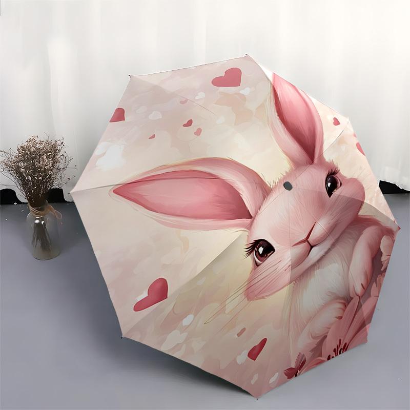 1pc rabbit flowers umbrella automatic open/close, 8-Rib Durable Frame, Compact Folding Design, Ideal Birthday/Holiday Gift  1119A