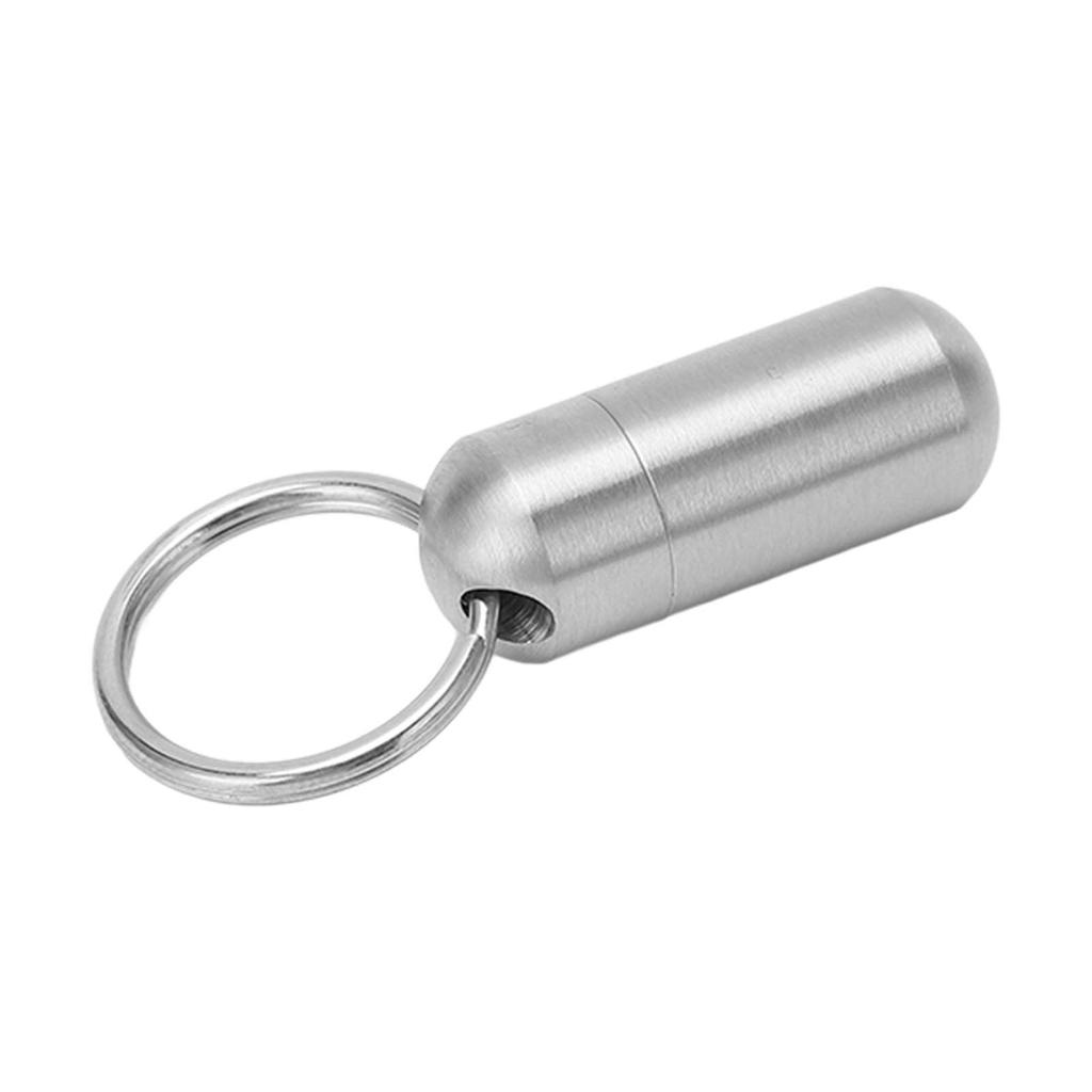 Portable Medicine Bottle Stainless Steel Waterproof Small Capsule Case Storage Container with Keychain