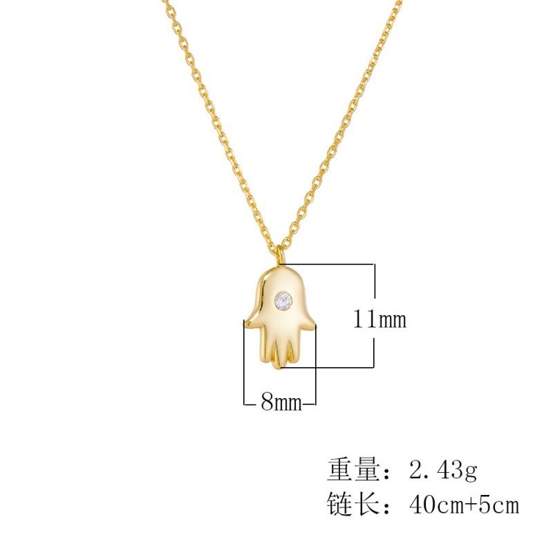 Hip Hop Ins Style Zircon Fatima Hand Pendant Necklace Unique Clavicle Chain Women