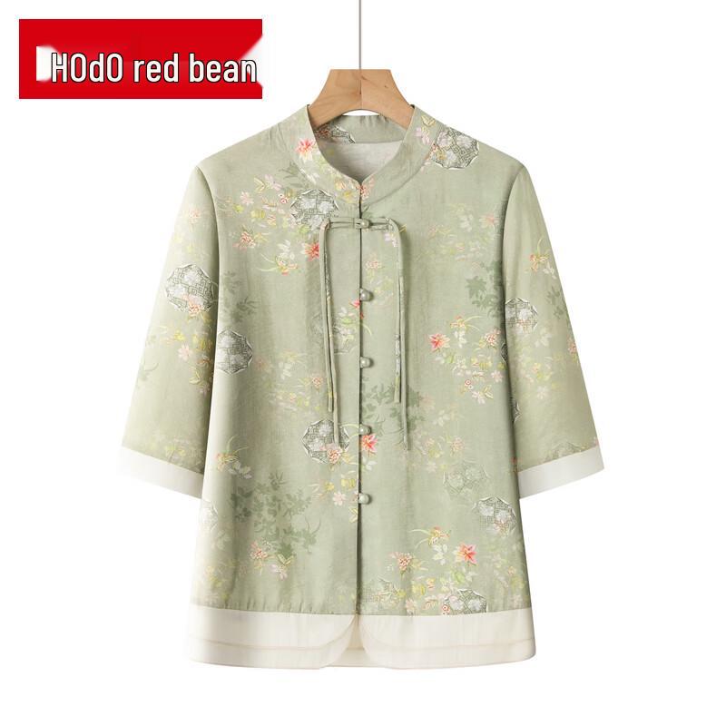 

Women s Mid-Aged Chiffon Short Sleeve Summer Outfit 2XL