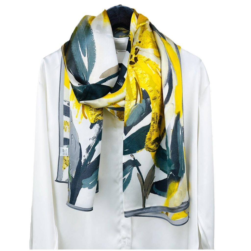 Shawl Silk Scarf Women'S Versatile Spring And Autumn Silk Suzhou Embroidered Cheongsam With Suzhou Silk Mother-In-Law Gift Long Scarf