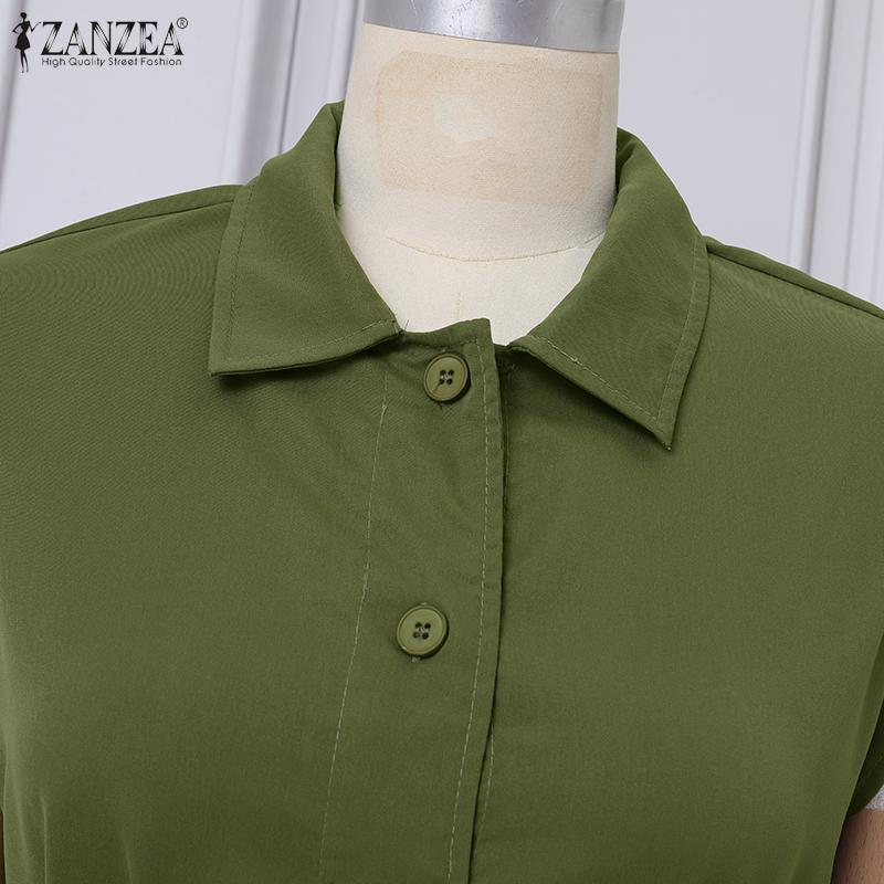 ZANZEA Rochie de vară fără mâneci cu guler răsturnat casual pentru femei