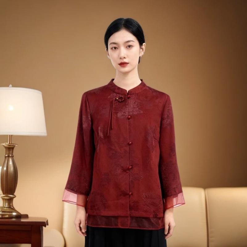 

Seven-Sleeve Top & Wide-Leg Pants Two-Piece Set - Spring/Summer 2118 Chinese Style L (54-59 kg)