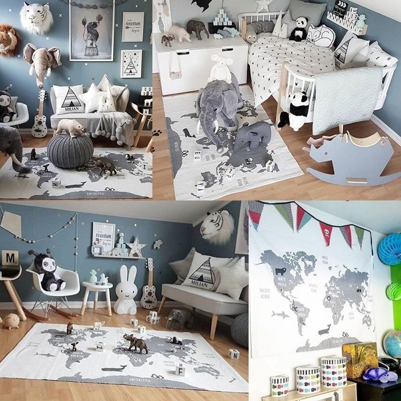World Map Kid Baby Play Mat Crawling Game Blanket Infant Carpet Mats