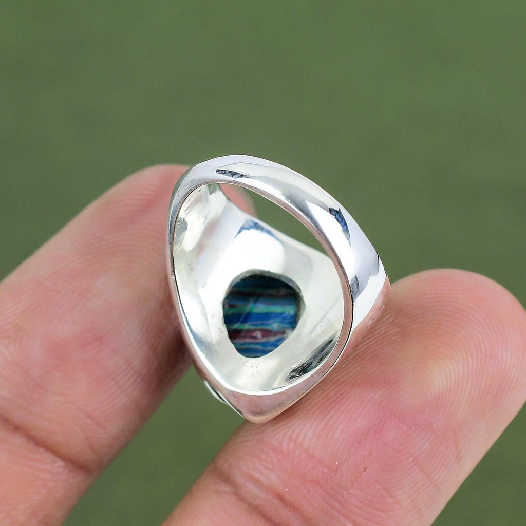 Rainbow Calsilica Ring 925 Sterling Silver Ring Birthstone Jewelry Dainty Gemstone Ring Handmade Jewelry Gift For Her Available In Ring Size