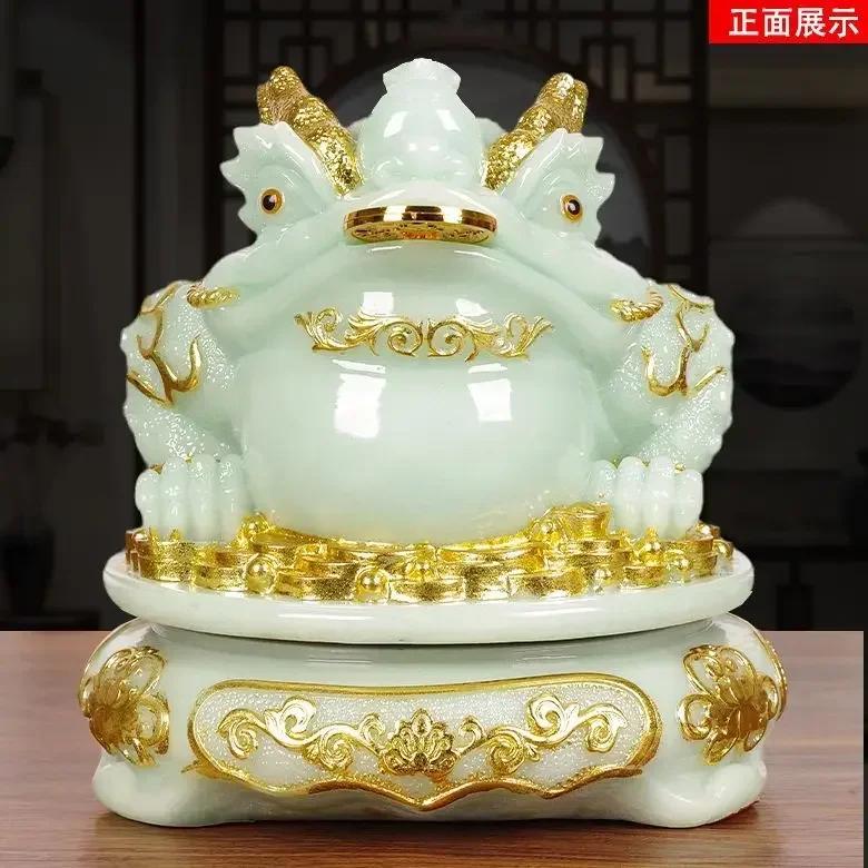Jade Stone Wealth Golden Toad Treasure Pot Decoration Three Legged Toad Office Store Opening Relocation New Residence Gifts