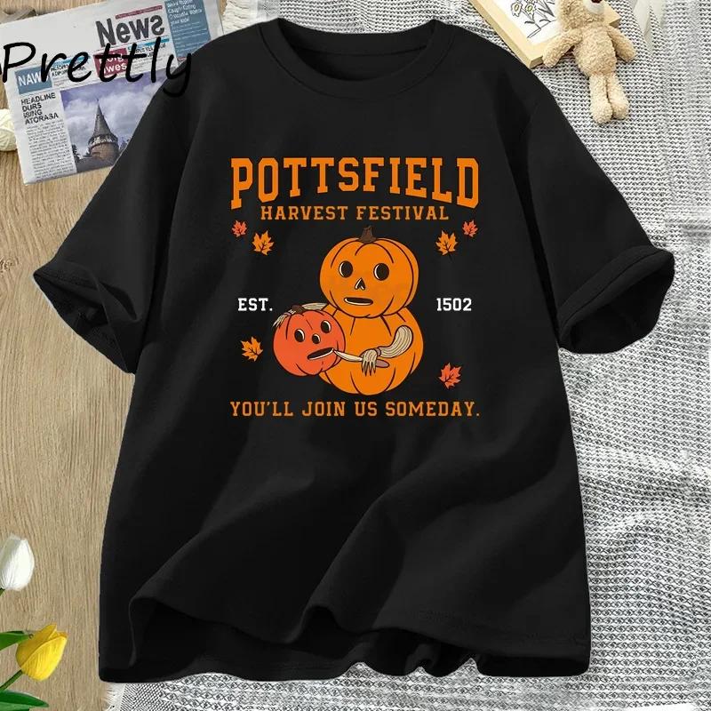 The Latest Hotselling Popular Halloween Pattern Shortsleeved Loose and Breathable Womens Crew Neck Cotton Tshirt