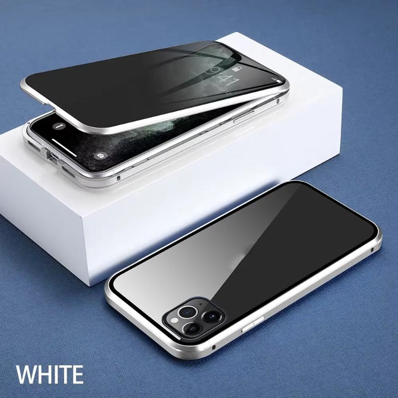 Para IPhone 16 15 14 13 12 11 Pro Max X XR 8 7 Protector de Pantalla de Privacidad Anti-miradas Funda para Teléfono Parachoques de Metal Cubierta a Prueba de Golpes de Doble Lado