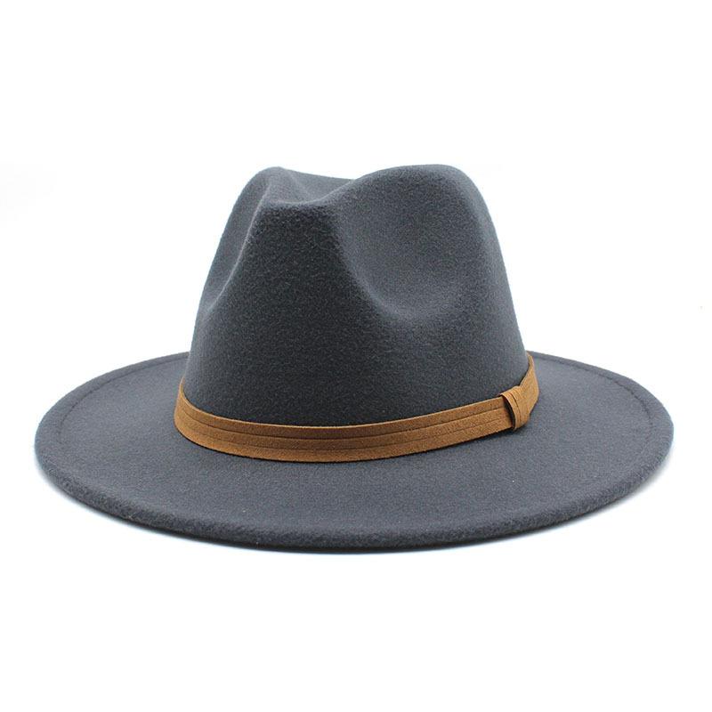 Men'S And Women'S Top Hat Flat Edge Straight Edge Suede With Accessories Woolen Jazz Hat
